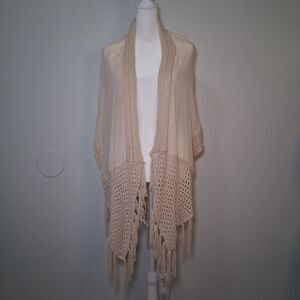 Crochet Cardigan Open Front Womens Sz S/M Cotton Hippie Boho Coachella Granola